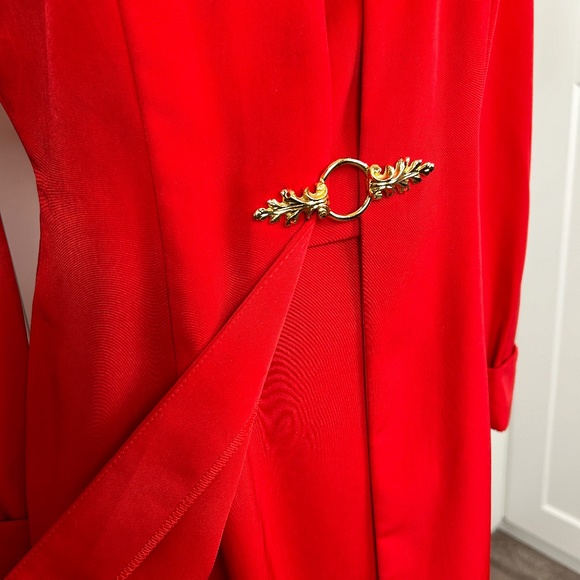 Vintage Red Dress with Gold Trim - Picture 7 of 10